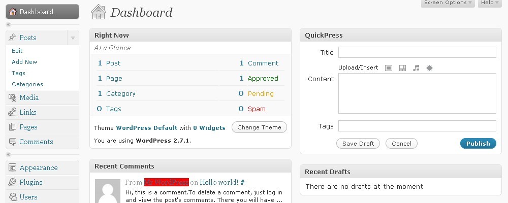 WordPress Dashboard